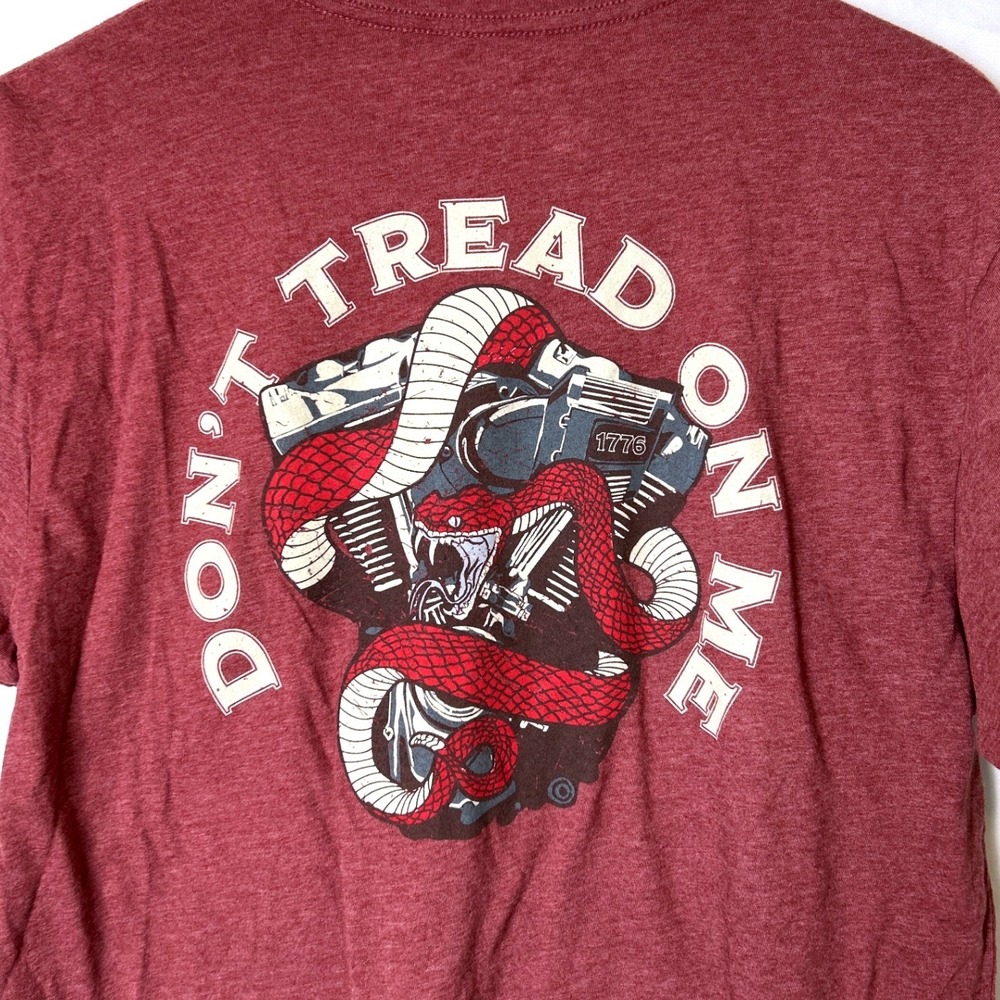 Grunt Style Mens Dont Tread On Me Graphic T-Shirt Size Large Burgundy Patriotic